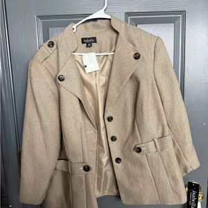 Isabella Women's Beige Blazer with Button Accents